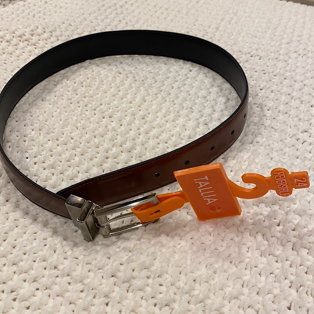 Tallia black or brown reversible kids leather belt size 24, NWT